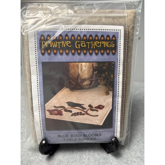 Blue Bird Blooms Table Runner Kit 12" x 31" Designed by Carole Charles Primitive - Picture 5 of 5